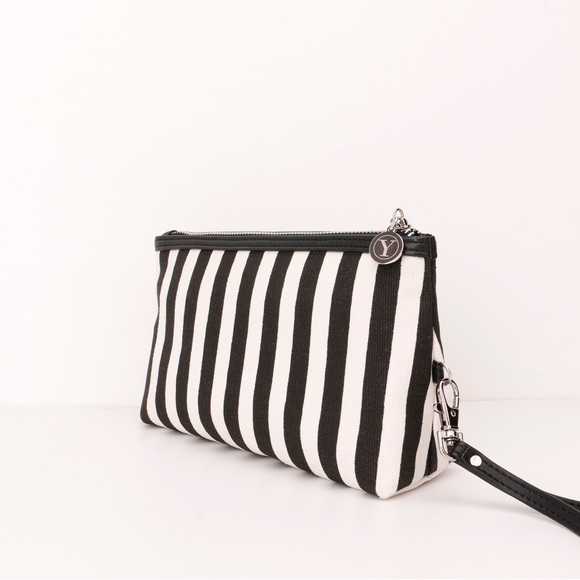 Black and White Striped Cosmetic Bag - Picture 6 of 6